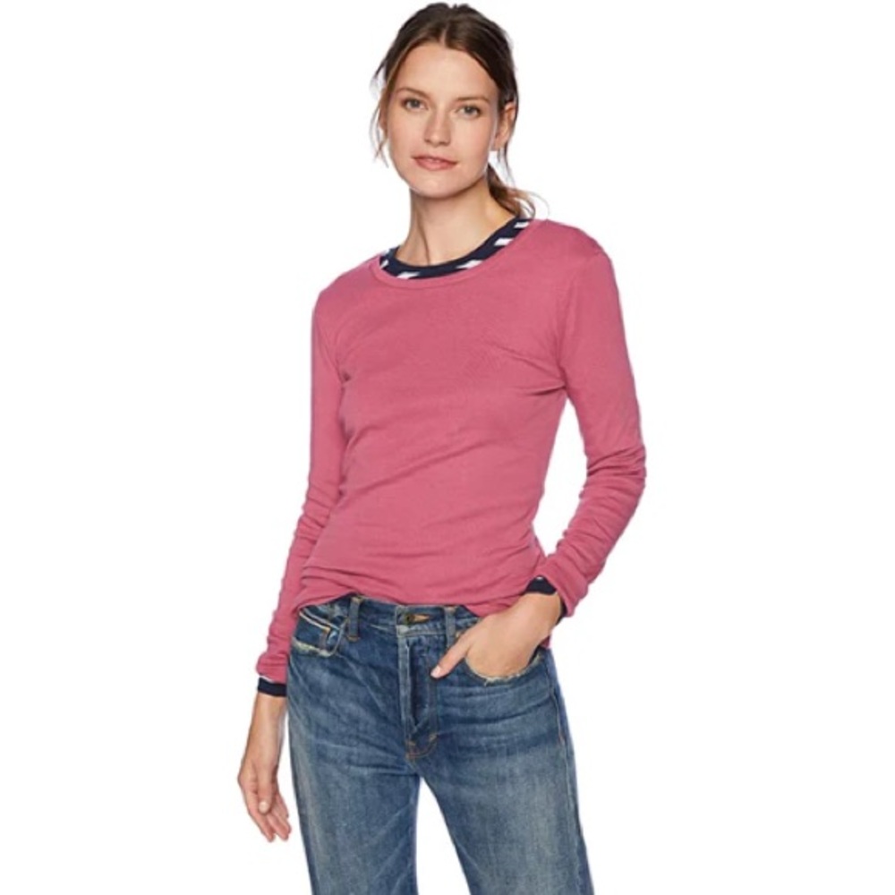 Classic Long Sleeve Pink Crewneck Top